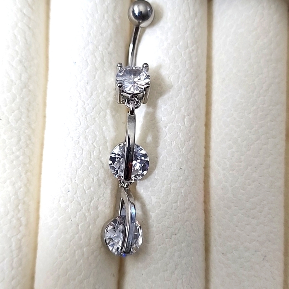 Belly BUTTON RING STAINLESS STEEL  14G  Dangle Gem